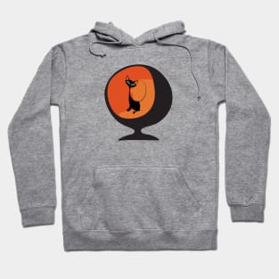 Retro Kitty Sitting in 50s Styled Chair Hoodie